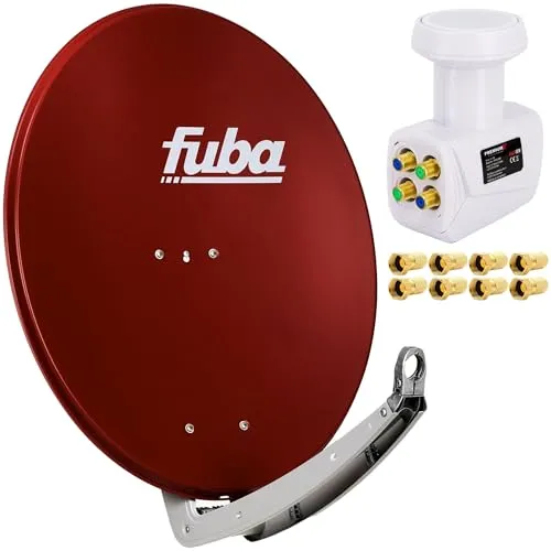 Fuba DAA 780 R 74x84cm Sat Schüssel mit PremiumX Quad LNB - SAT-Antenne mit extrem korrosionsbeständigen Materialien für langlebigen, störungsfreien Empfang. Ideal für bis zu 4 Teilnehmer und HD-Übertragungen dank leistungsstarkem LNB.