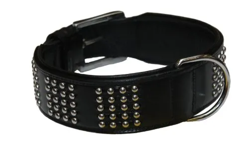 Nobby Leder Halsband VINTO - 65 cm, hochwertiges Büffelleder mit Rundnietenbesatz, robust und stilvoll für Ihren Hund