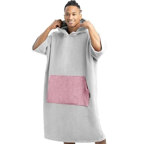 HOMELEVEL Badeponcho für Damen und Herren - Unisex Surf Poncho aus 100% Baumwolle - Bademäntel für Damen, weicher und praktischer Badeponcho aus 100% Baumwolle, ideal für Strand, Schwimmbad oder Sauna, schnell umgezogen und geschützt vor Sonne und Wind.
