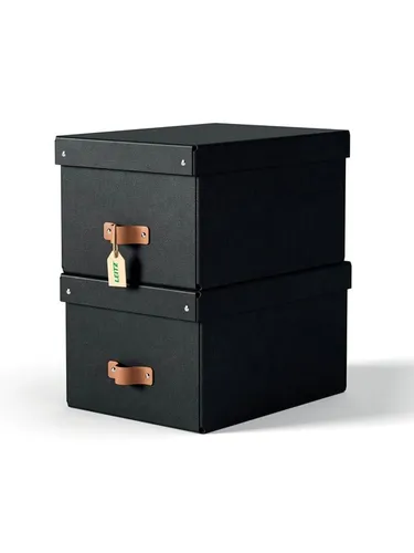 LEITZ Puro Aufbewahrungsboxen 17,0 l schwarz - Karteikästen, Boxen für vielseitige Aufbewahrung von A4-Dokumenten und mehr, stabiler Karton und stapelbar für platzsparende Organisation.