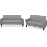 vidaXL 2-tlg. Sofagarnitur Stoff Hellgrau - Elegante Sofagarnitur aus hochwertigem Stoff, stabiler Kiefernholzrahmen, ideal für jedes Wohnzimmer. Bequem und einfach zu montieren, besticht durch hellgraue Farbe und modernes Design.