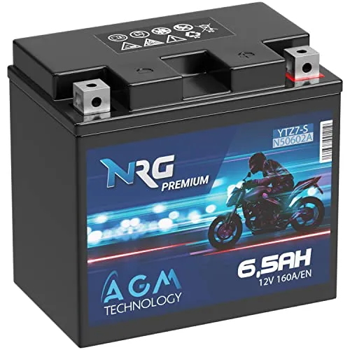 NRG Premium YTZ7S AGM Motorradbatterie 6,5Ah 12V 160A/EN