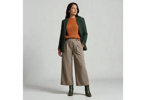 OriginalYou Culotte Stoffhose Damen Stretch Culotte Hose mit weitem Bein Middle Waist, mit elastischem Bund