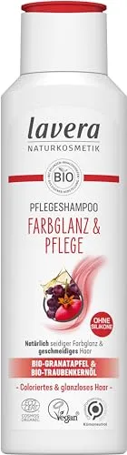 lavera Pflegeshampoo Farbglanz & Pflege - Vegan & Silikonfrei - Shampoo für coloriertes Haar mit Bio-Granatapfel und Bio-Quinoa. Sorgt für natürlichen Farbglanz und geschmeidiges Haar ohne Silikone. Zertifizierte Naturkosmetik in umweltfreundlicher Verpackung.