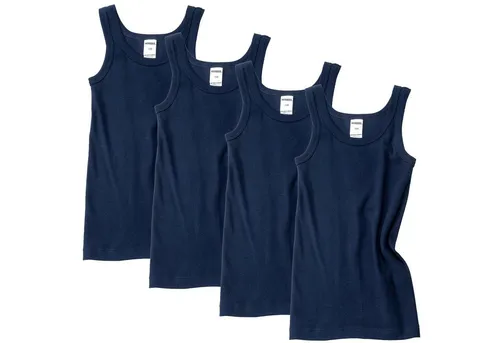 HERMKO 2800 4er Pack Jungen Unterhemd (Weitere Farben) Bio-Baumwolle, Farbe:Marine, Größe:128