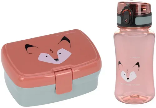LÄSSIG Brotdose & Trinkflasche Set - Fox - Brotdosen Set für Kinder mit herausnehmbarer Schale und auslaufsicherer Trinkflasche (460 ml). Ideal für Schule und Ausflüge, BPA-frei und bruchfest für sicheren Transport.