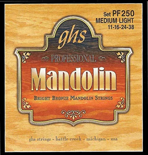 GHS Professional - PF250 - Mandolin String Set, Loop End, Bright Bronze, Medium Light, .011-.041