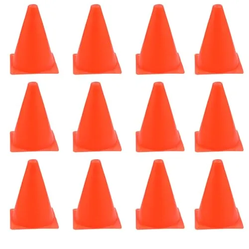 BUYGOO 12PCS Markierungskegel, 18cm Markierungskegel Fussball, Sport Kegel Space Marker, Fussball Hütchen, Pylonen Bunt, Slalom Hütchen, Verkehrshütchen für Fußball Sport Reitsport & Hund Training