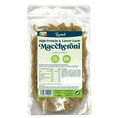 Produktbild Locawo High Protein & Low Carb* Maccheroni | Pasta | Nudeln 200g