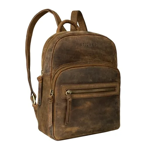 STILORD Damen-Rucksack 'Alba' aus Leder - Vintage Handtasche in Braun - Damen-Rucksackhandtaschen im Vintage-Stil aus echtem Leder, ideal für Stadt, Shopping oder Uni. Hochwertige Verarbeitung und viel Platz für Essentials machen ihn zum perfekten Begleiter.