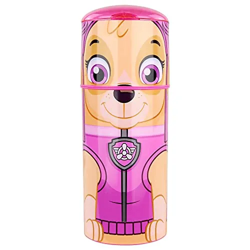 PAW PATROL Skye Trinkflasche Kinder - auslaufsichere Strohhalmflasche 350 ml aus Kunststoff, bpa-frei - Wasserflasche für Mädchen, Schule, Kindergarten und Sport - robust, wiederverwendbar