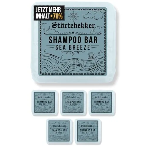 Störtebekker® Premium Shampoo Bar Sea Breeze (6x) - 3in1 Duschseife für Haare, Kopfhaut & Bart - Erleben Sie die sanfte Reinigung mit unserem festen Shampoo, das für Haar, Kopfhaut und Bart geeignet ist. Handgefertigt, vegan und ideal für unterwegs. Genießen Sie den erfrischenden Duft und die praktische Reisegröße!