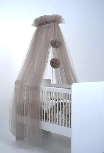 Baby Fancyroom Betthimmel Tüll 165cm mit Bommeln in beige von Baby Fancyroom