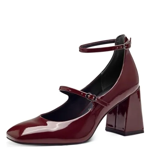 Tamaris Damen Pumps Blockabsatz Vegan in Merlot, EU 39 - Damen-Pumps mit 45 mm Blockabsatz, A.slide/A.shokk-Technologie für Komfort bei jedem Schritt. Elegantes Design mit metallischen Akzenten – ideal für Büro, Hochzeit oder Party.