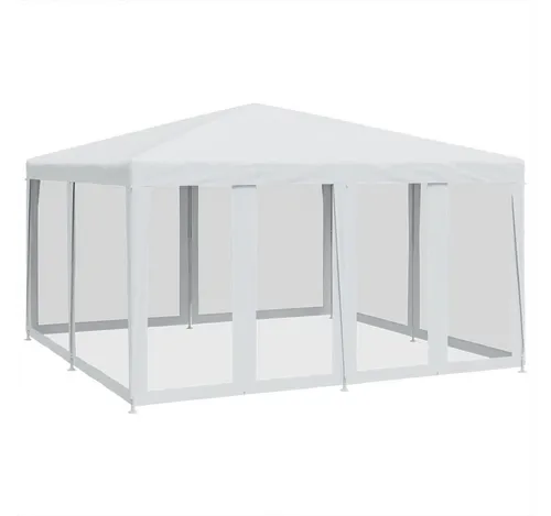 vidaXL Partyzelt 4x4m mit 8 Mesh-Seitenteilen - Robustes Gartenpavillon mit wasserfestem HDPE-Dach und Insektenschutz durch Mesh-Seitenwände, ideal für Hochzeiten und Feste im Freien.