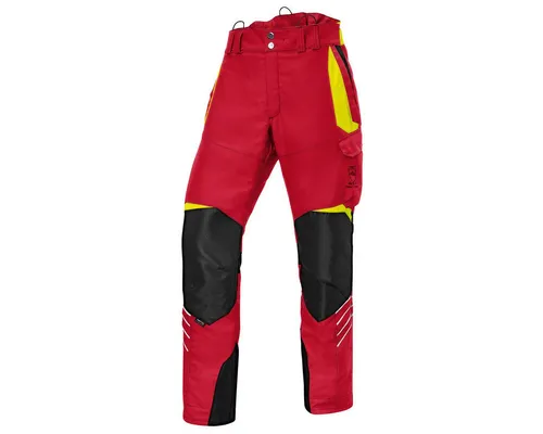 Kübler Schnittschutzhose Forest 2750 XXL - Arbeitshose in Rot, zertifiziert nach EN 381-5 Klasse 1, bietet optimalen Schnittschutz und Komfort mit 9 Lagen Hightech-Fasern und Ventilationseinsätzen für Temperaturausgleich.