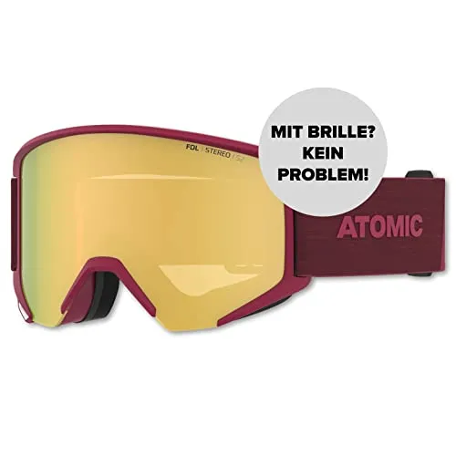 Salomon ATOMIC SAVOR BIG STEREO Skibrille - Dunkelrot - Brille für klare Sicht & Blendschutz - Hochwertig verspiegelte Sportbrille - Over The Glasses-kompatibel für Brillenträger