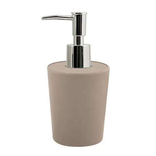 Spirella Seifenspender Takeo | mit Edelstahlpumpe | Flüssigseifen-Spender | Bambus | 200ml | Langliebig, Umweltfreundlich und Robust | Taupe
