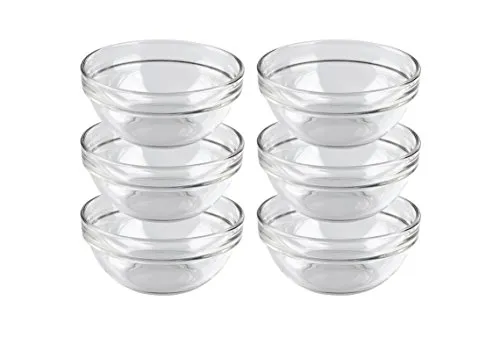 Luminarc, Serie Empilable, Schüssel 12 cm, im 6-er Set, Glas, stapelbare Salatschüsseln in zeitlosem Design