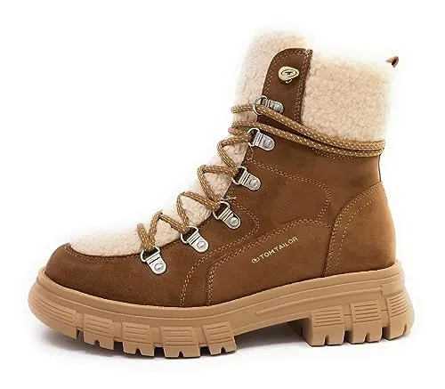 Tom Tailor Damen 6390380005 Mode-Stiefel - Modischer Teddy Logo-Print - Wanderschuhe mit stylischem Teddy Logo-Print, ideal für trendbewusste Frauen, die Komfort und Style suchen.