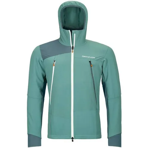 Ortovox Pala Hooded Herren Outdoorjacke - Türkis - M - Funktionsjacken für Herren, wasserabweisend und atmungsaktiv, ideal für Outdoor-Aktivitäten und wechselhaftes Wetter.