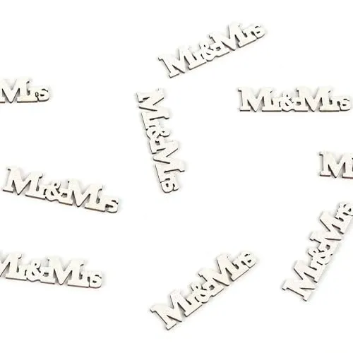 Oblique Unique® Mr. & Mrs. Holz Glitzer Konfetti Holzdeko Tischdeko Streudeko zur Dekoration für Silber Gold Hochzeit Verlobung HEN JGA Party zum Basteln