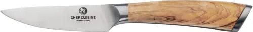 CHEF CUISINE Schälmesser & Garniermesser mit Olivenholzgriff – Kochmesser hangeschmiedet, 9 cm scharfe Klinge, 54-56 HRC-Klingenhärte, rostfrei, ergonomisch, von Hand geschliffen und poliert