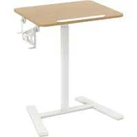 Costway Höhenverstellbarer Beistelltisch mit Rollen - Flexibler Beistelltisch mit neigbarer Tischplatte für optimalen Komfort. Ideal für Homeoffice oder Büro, leicht zu bewegen dank versteckter Rollen und stabiler H-förmiger Basis.