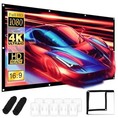 Leinwand Beamer 100 Zoll,16:9 Hd Projektor Leinwand, Waschbar/Faltbarer Projector Screen, Verdickte Beamer Leinwand, 4K Leinwand Beamer Outdoor Für Büro, Konferenz, Theater, Party, Zuhause, Schule