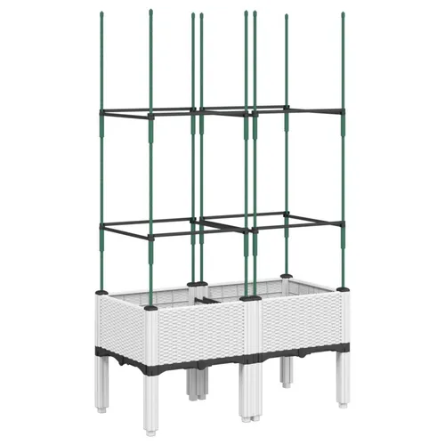 vidaXL Pflanzkübel mit Rankgitter Weiß 80x40x142,5 cm in weiß von vidaXL