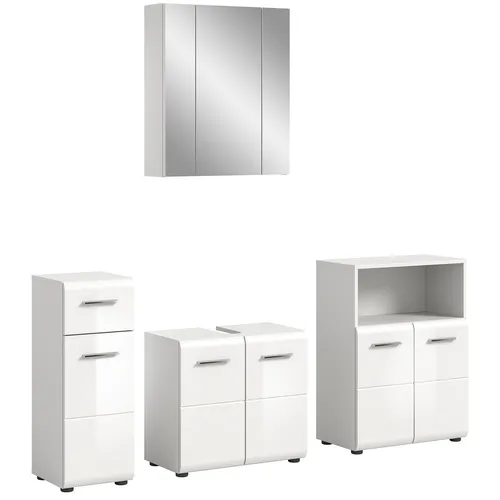 Badmöbel Set 4-teilig Ice in Weiß Hochglanz