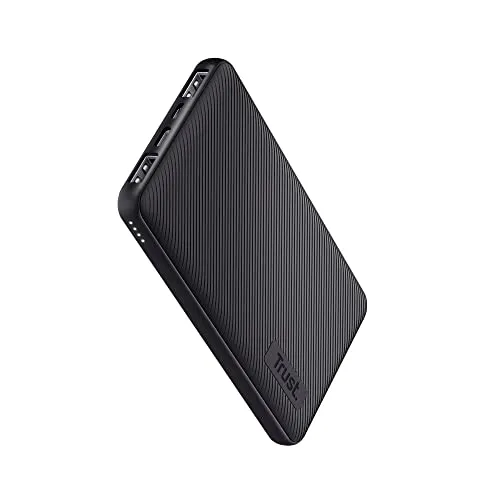 Trust Mobile Primo Dünne Powerbank Schnellladefunktion 10000 mAh, Nachhaltig, USB C Externer Akku, Tragbares Ladegerät 3A, Power Bank Handy, Smartphone, iPhone, iPad, Samsung, Xiaomi, Tablet