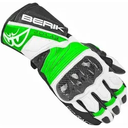 Berik Zoldar Motorradhandschuhe - Schwarz-Weiss-Grün, Größe XS für Männer - Hochwertige Motorradhandschuhe aus Ziegenleder mit Carbon Knöchelschutz und zusätzlichem Kunststoffschutz für maximale Sicherheit und Komfort beim Fahren.