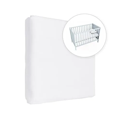 Jersey 100% Baumwolle Spannbetttüch, Passend für 120 x 60 Kinderbett Matratze (Weiß)