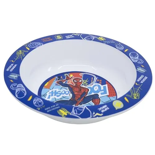 STOR Kinderschüssel Spider-Man 1024ml - Mikrowellengeeignet, BPA-freier Kunststoff, Ergonomisches Design für Kinder