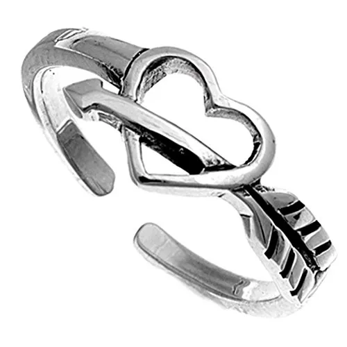 7K Zehenring aus 925 Sterling Silber als Fußschmuck für Damen, Herren und Mädchen, Größenverstellbar, Herz 6