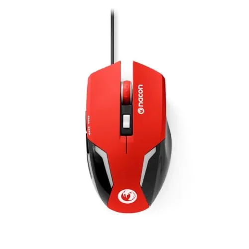 NACON GM-105 Maus USB Optisch 2400 DPI - Optische Gaming-Maus mit 2400 DPI, ideal für präzises Gaming. Ergonomisches Design für Rechts- und Linkshänder, Plug and Play für einfache Nutzung.
