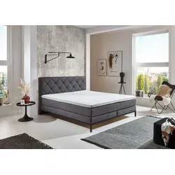Sun Garden BX 2180 Rockaway Boxspringbett - Massivholz/Stoff mit TFK-Matratze - Betten: Hochwertiges Boxspringbett mit 7-Zonen-Taschenfederkern für optimalen Schlafkomfort und stilvolles Design, inklusive gepolstertem Kopfteil.