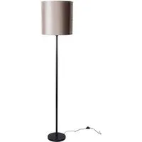 Qazqa Stehlampe Simplo Shade Schwarz, E27, Klassisch & Antik - Elegante Stehlampe für den Innenbereich, Höhe 185 cm, mit einem stilvollen Baumwollschirm. Ideal für stimmungsvolle Beleuchtung und ein Highlight in jedem Raum.