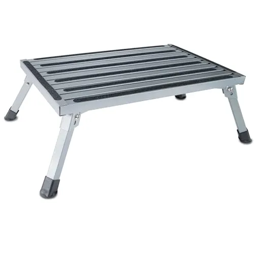 Caravan Trittstufe Klappbare Stufe 72x61x23 cm aus Stahl bis zu 150kg belastbar mit Anti-Rutsch-Trittfläche Einstiegshilfe Einzeltritt Faltbar Wohnwagen Wohnmobil Fußbank Trittleiter