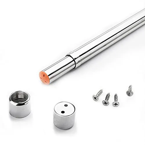 Sinzau Schrankrohr ausziehbar, Edelstahl Kleiderstange, Stabile Nischenstange, Rohr mit Enddosen (32-52 cm)