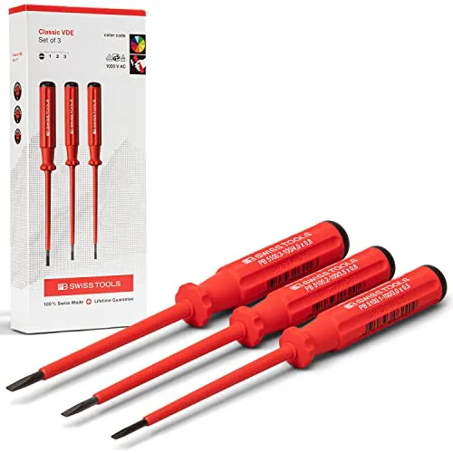 PB Swiss Tools Schlitz VDE Elektriker Schraubenzieher Set, 5539.CBB