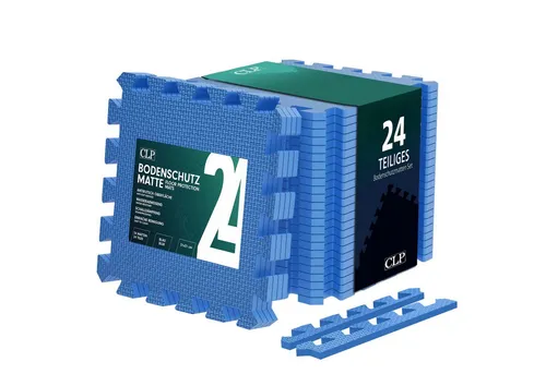 CLP Bodenschutzmatte Blau 30x30 cm - Sportmatten mit rutschfester Oberfläche für sicheren Halt, ideal für Fitnessstudios oder Heimgebrauch. Stoßdämpfend und modular erweiterbar, schützt alle Böden vor Schäden.