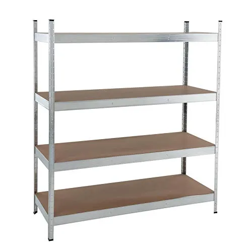 Steckregal Weitspannregal 180x160x60 cm – Schwerlastregal verzinkt - Schwerlastregal aus robustem Metall mit Unterzug, ideal für Lagerräume. Hohe Tragkraft von bis zu 1000 kg (250 kg pro Boden) für zuverlässige Stabilität.