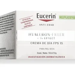 Eucerin Hyaluron-Filler 3x Effect Day Cream für trockene Haut 50ml - Anti-Faltenprodukte mit Hyaluronsäure für intensive Feuchtigkeit und sichtbare Faltenreduzierung, ideal für trockene Haut.