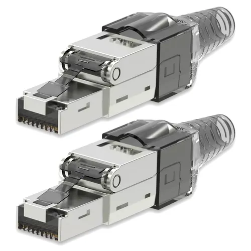 Netzwerkstecker CAT7 RJ45 2 Netzwerk Stecker geschirmt Werkzeuglos Zugentlastung
