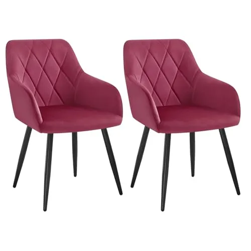 Esszimmerstühle 2er Set Polsterstuhl BH352bd-2 in rot von WOLTU