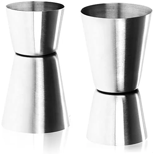 com-four® 2x Messbecher aus Stahl - Barmaß für Spirituosen und Cocktails - Messbecher für Bar und Küche - Abmessen und Dosieren (Messbecher - 2 Stück silberfarben)