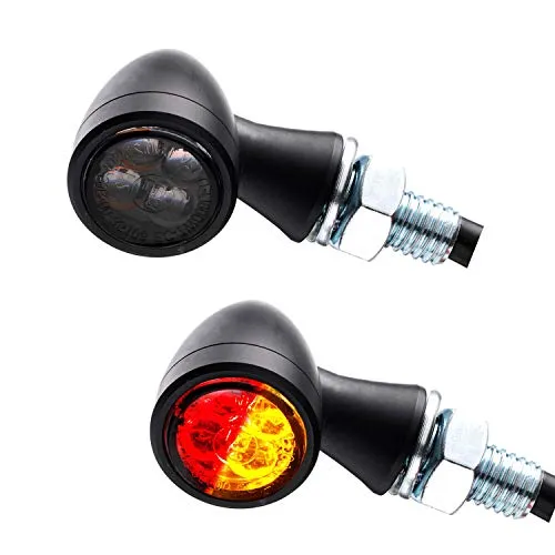 Germany Motorsports LED 3in1 Mini Rücklicht Bremslicht Blinker Zero schwarz getönt Motorrad Chopper Bobber Caferacer 1 Paar