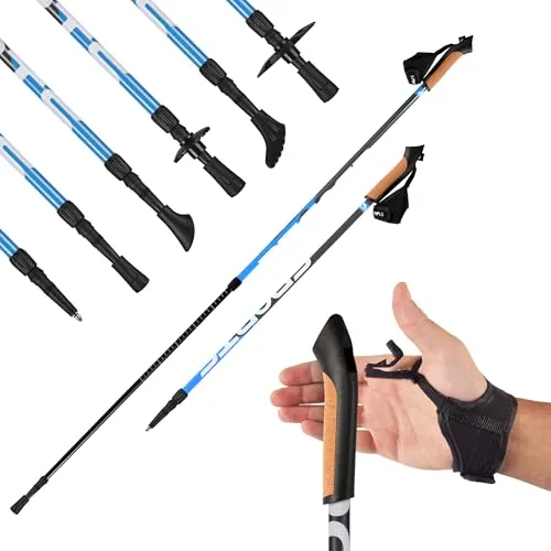 MSPORTS Nordic Walking Stöcke Premium mit Tragetasche – Leicht & Stabil - Hochwertige Nordic Walking Stöcke aus Aluminium, leicht und stabil. Teleskop-Technologie für individuelle Anpassung. Ergonomischer Korkgriff für hohen Komfort. Ideal für Trekking und Outdoor-Aktivitäten.